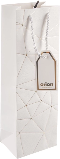 Bolsa de papel para regalo para vino blanca con motivo de cuadrícula 12 × 9 × 36 cm