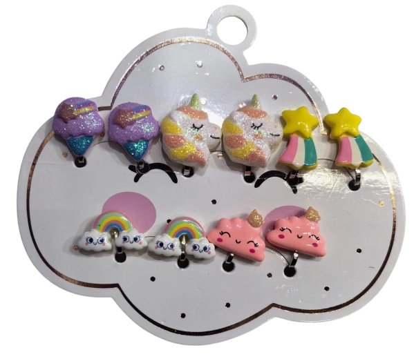 Pink set de pendientes infantiles de nubes y dulces – 5 pares