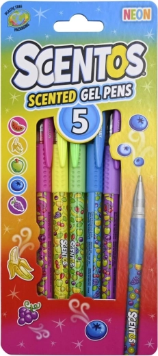 Bolígrafos de gel SCENTOS Neon con aroma a frutas, set de 5 uds.