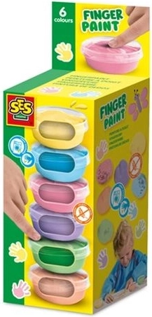 SES Creative pinturas de dedos pastel 6 uds (45 ml)