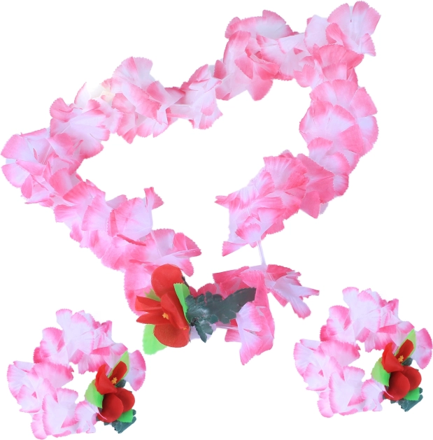 Set hawaiano rosa – collar y pulseras