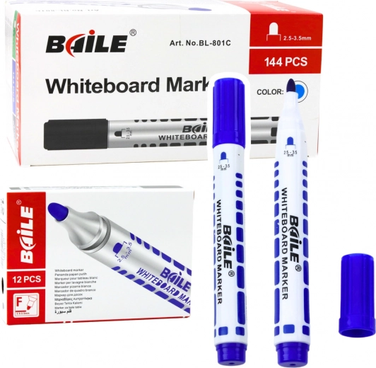 Juego de rotuladores azules para pizarra blanca (borrado en seco), 12 uds