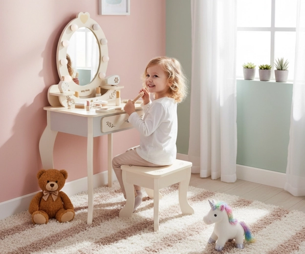 Mesa y taburete para la habitación infantil