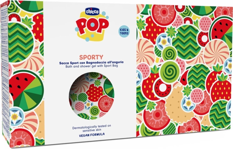 Chicco POP gel de ducha y baño Watermelon splash 300 ml con estuche deportivo