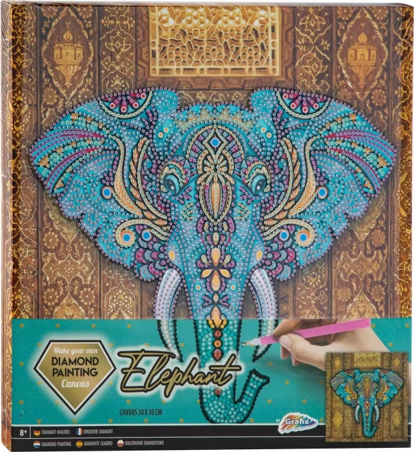 Pintura con diamantes en bastidor elefante 30 × 30 cm
