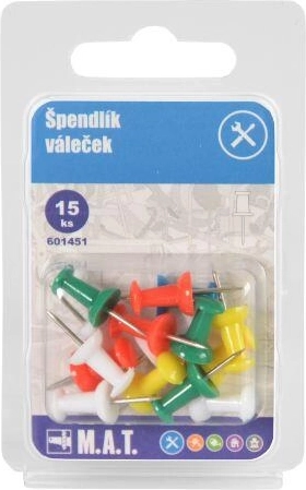 Chinchetas cilíndricas de colores para tablero, 15 uds.