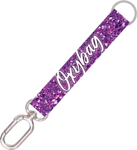 Llavero corto con mosquetón Purple Glitter