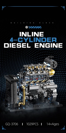 Kit de construcción de un motor diésel de cuatro cilindros con 1029 piezas