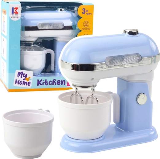 Batidora de cocina infantil con mecanismo giratorio y luces – azul