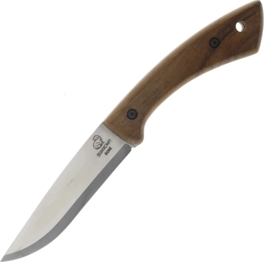 Beavercraft BSH1 Bushcraft, cuchillo Dune con mango de nogal y funda de cuero