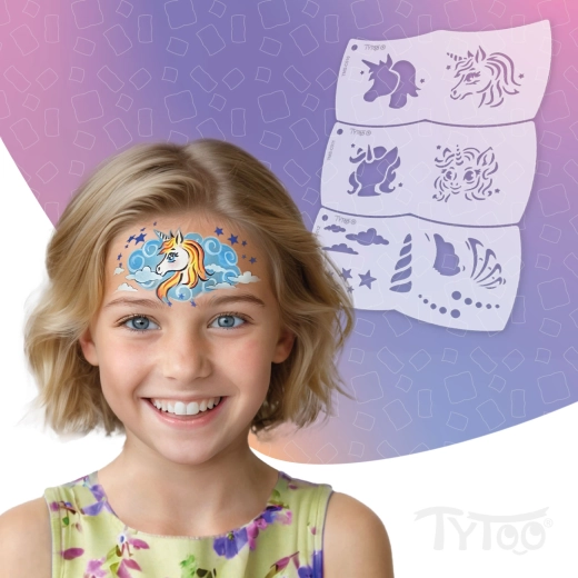 Plantillas TyToo Mosaic para pintar la cara, unicornio y estrella – 3 unidades