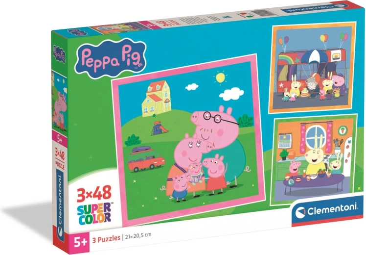 Puzle Peppa Pig 3×48 piezas CLEMENTONI