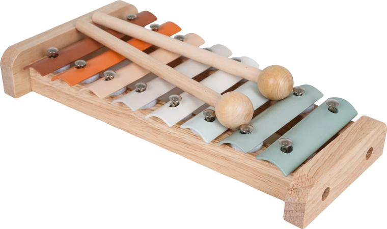 Xilófono de madera con dos baquetas