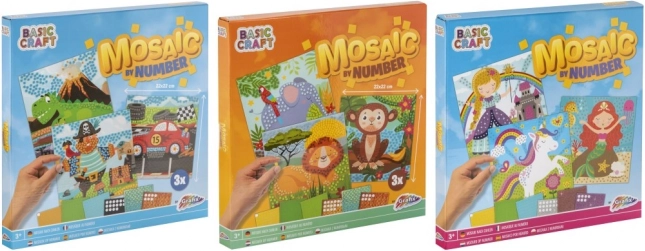 Set creativo de mosaico por números 22 × 22 cm – 3 cuadros