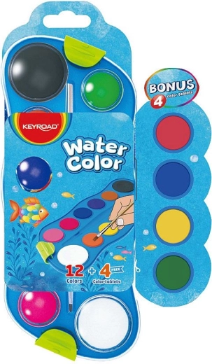 Acuarelas Keyroad con paleta, 12+4 colores