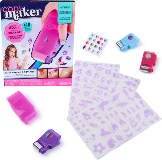 Set de tatuajes temporales Cool Maker Shimmer Me Tattoos, 135 diseños