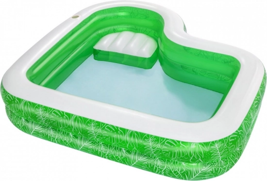 Piscina infantil de jardín Tropical Paradise 231 × 231 × 51 cm con asiento integrado y portavasos BESTWAY