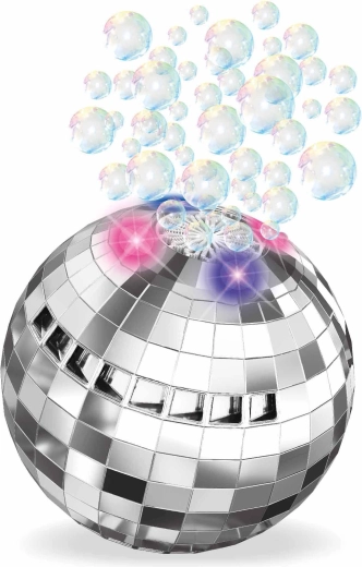 Máquina de burbujas con forma de bola de discoteca y efectos luminosos