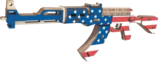 Rompecabezas 3D de madera Subfusil AK47 Bandera estadounidense