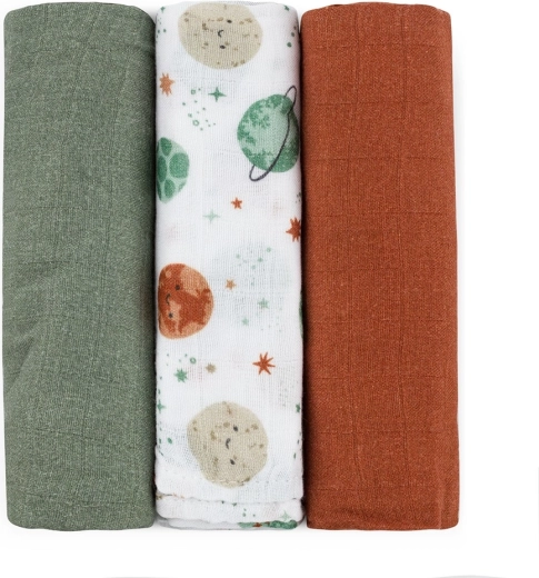 Petite&Mars pañales de muselina de bambú moussy celestial planets 68 × 68 cm (3 uds)