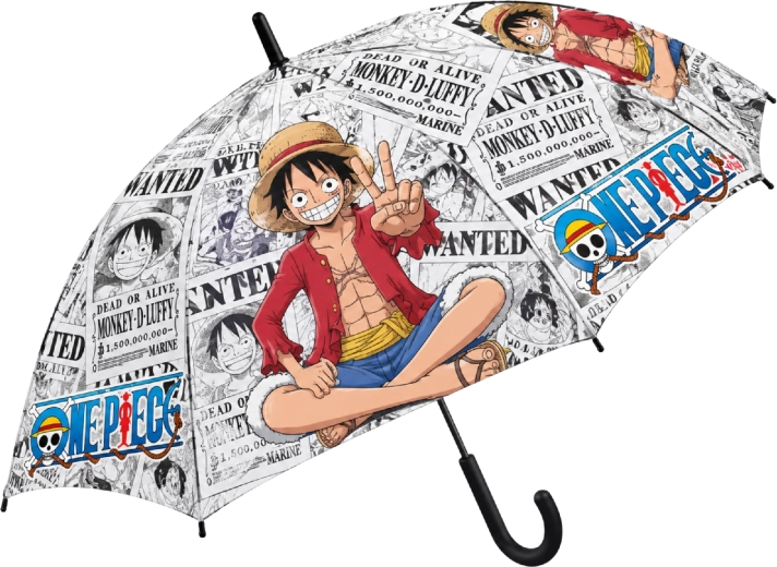 Paraguas automático infantil One Piece con motivo de Luffy, 48,5 cm, negro
