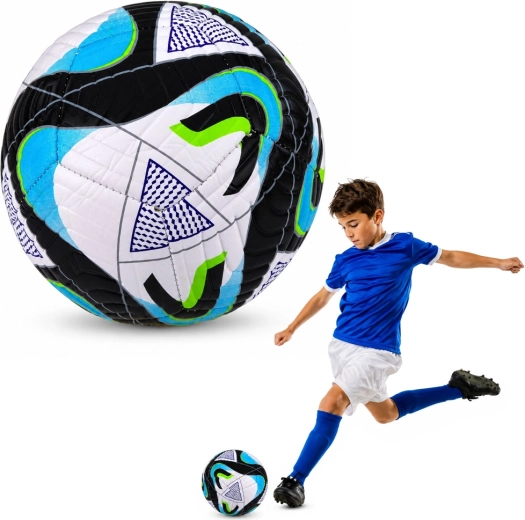 Balón de fútbol de entrenamiento tamaño 5 (22 cm) negro-azul-verde