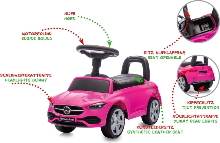 Correpasillos infantil Mercedes-Benz C-Class 2 en 1 blanco