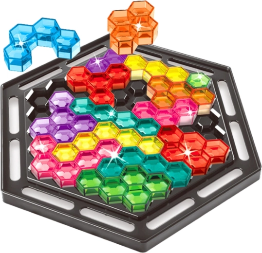 Tablero hexagonal con piezas transparentes