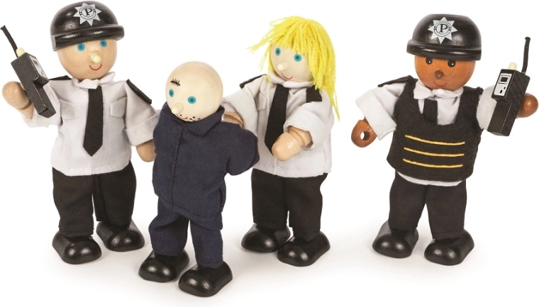 Tidlo figuras de madera policías y ladrón (4 uds)