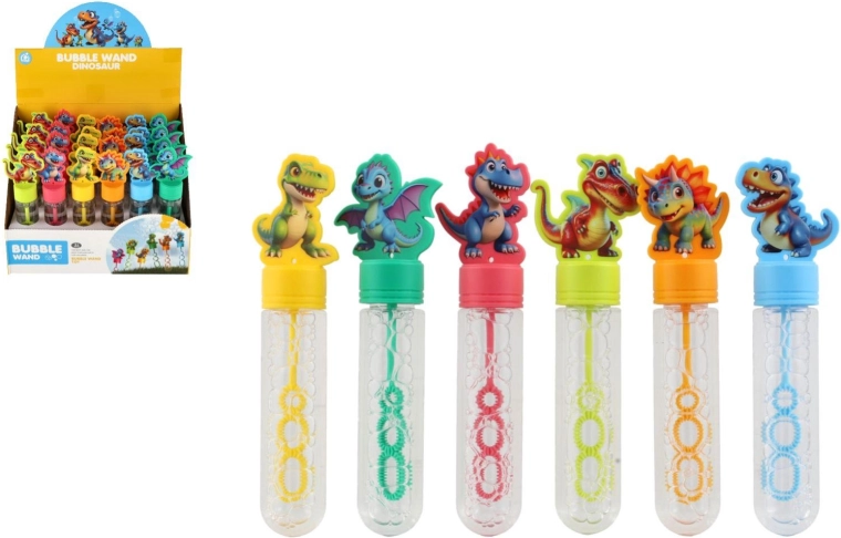 Pompas de jabón dinosaurio de 15 cm (6 diseños) – 24 unidades por caja