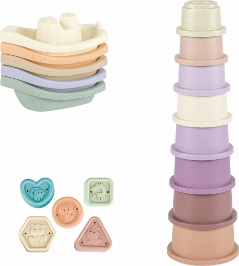 Cubo con juguetes de baño para niños