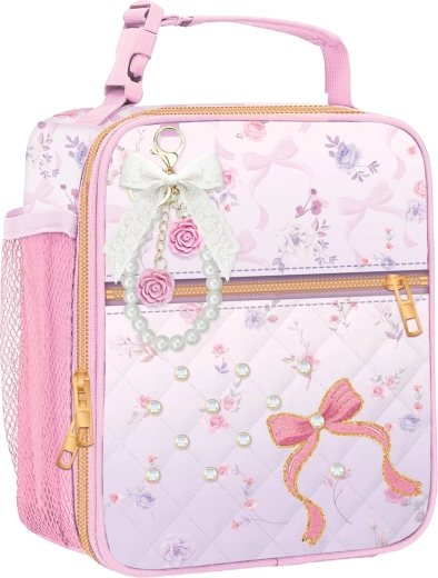 Bolsa térmica infantil para el almuerzo con motivo «Rosas rosas»