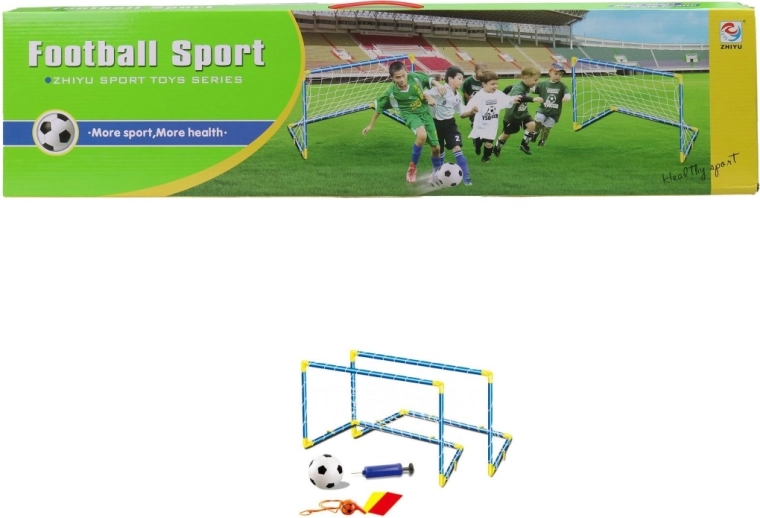 Set de fútbol infantil con dos porterías, balón y bomba