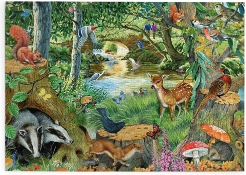 Puzzle HOP Animales del bosque junto al río, 500 piezas grandes