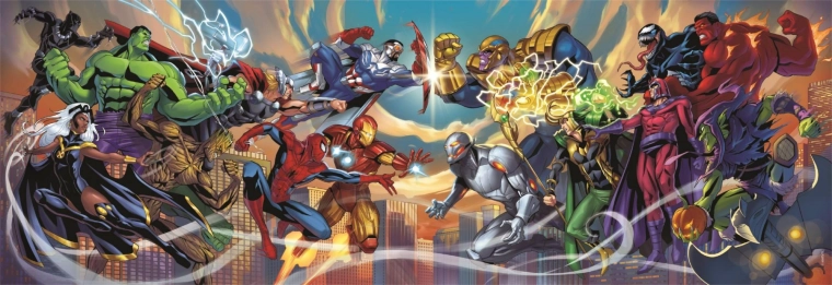 Puzzle panorámico Marvel: Héroes vs. villanos 1000 piezas