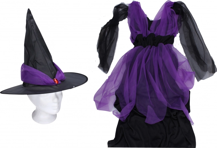 Disfraz de carnaval de bruja morado