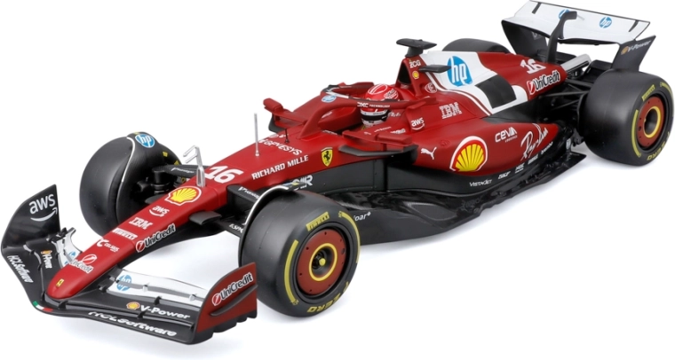 Bburago Ferrari SF-25 2025 modelo de F1 Charles Leclerc 1:18 con casco