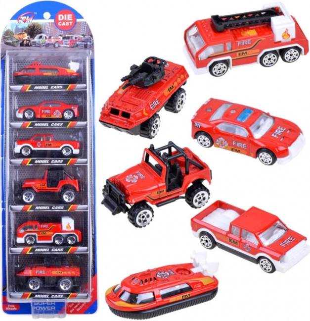 Coches metálicos – set de vehículos militares, 6 uds. – Bomberos