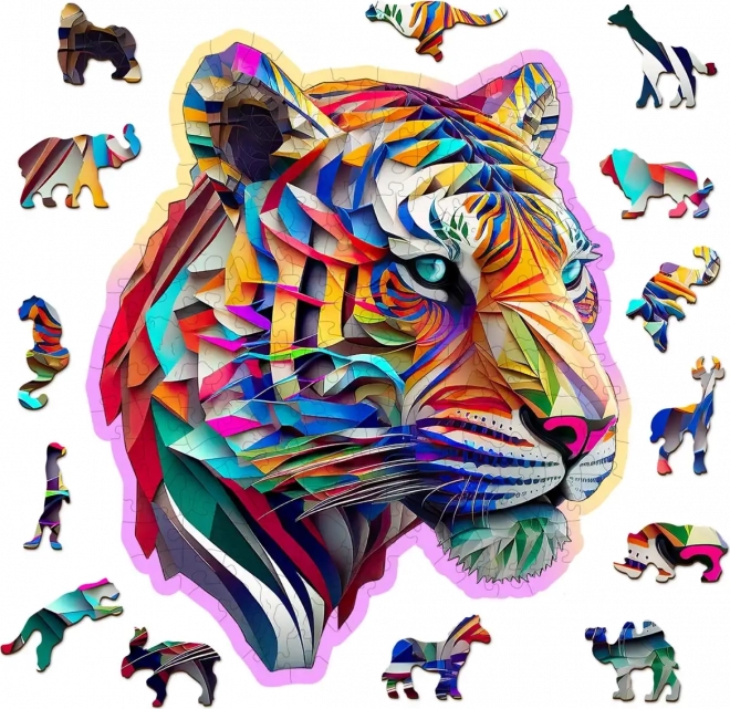 Puzzle de madera tigre colorido de 150 piezas WOODEN CITY