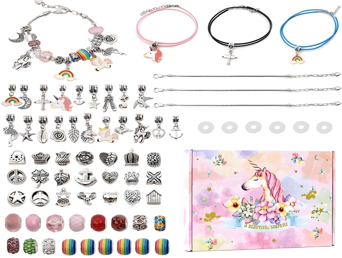 Set para hacer joyas y pulseras con colgantes de unicornio
