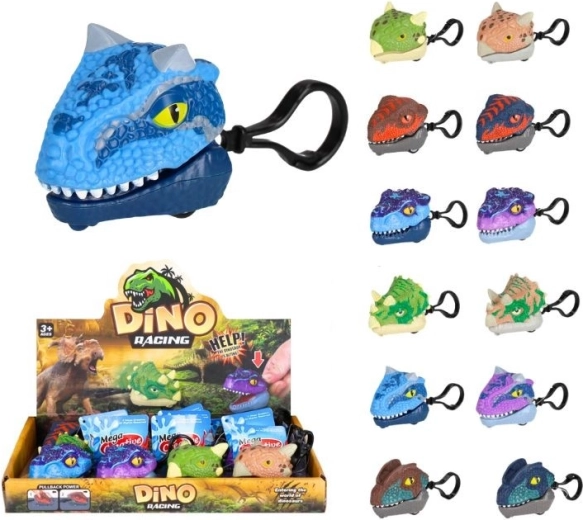 Llavero de dinosaurio con mecanismo de cuerda y retroceso (12 colores)