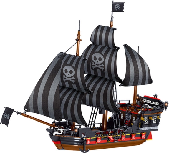 Set de construcción de barco pirata con 968 piezas