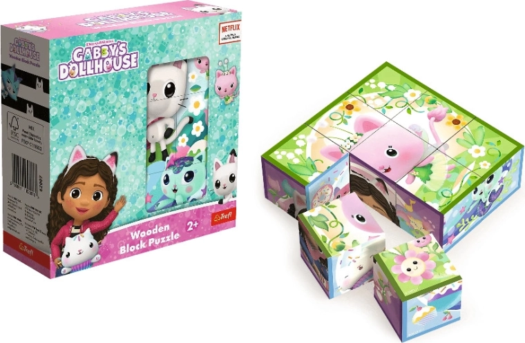 Puzzle de cubos de madera Gabby's Dollhouse