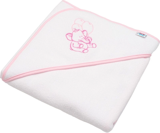 Toalla infantil de rizo con capucha NEW BABY 80 × 80 cm – blanca, elefantito
