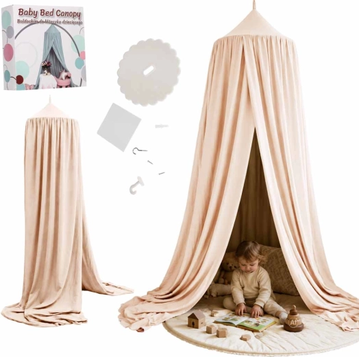 Dosel colgante infantil sobre la cama, rosa claro