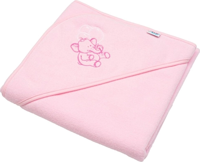 Toalla infantil de rizo con capucha y bordado rosa 80 × 80