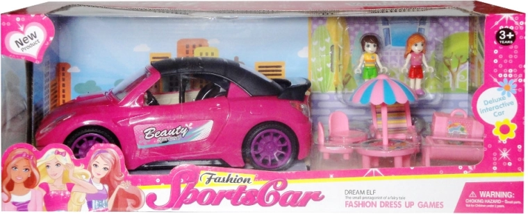 Coche para muñeca con accesorios y 2 muñecas