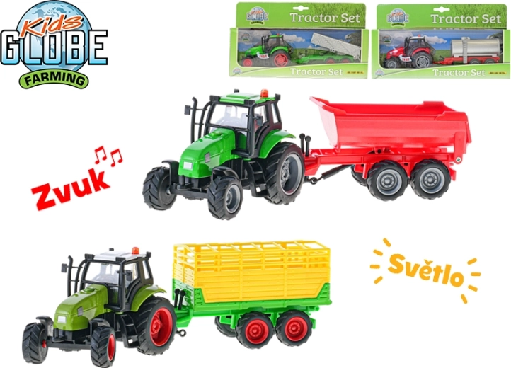 Tractor infantil con remolque KIDS GLOBE Farming 25 cm con luces y sonidos
