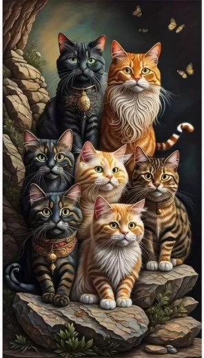 Norimpex pintura con diamantes familia de gatos 30 × 40 cm