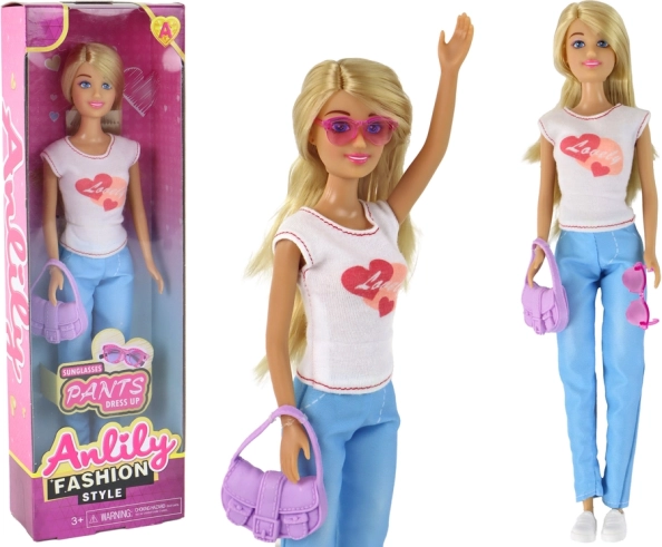 Muñeca Anlily con pelo rubio largo y accesorios – Blanca